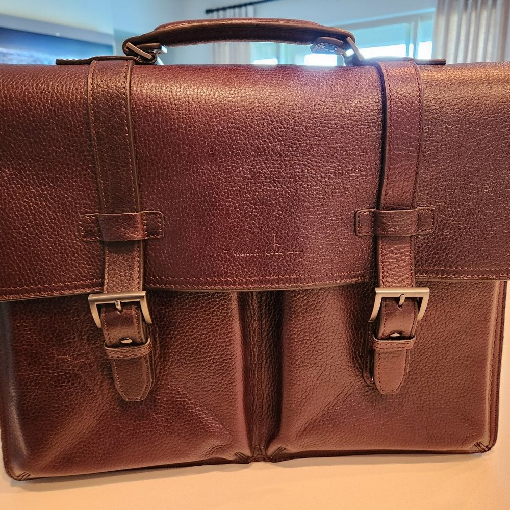 Vintage leather briefcase, dark brown